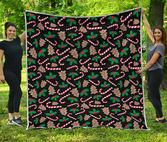 Christmas Cookie And Candy Pattern Print Quilt