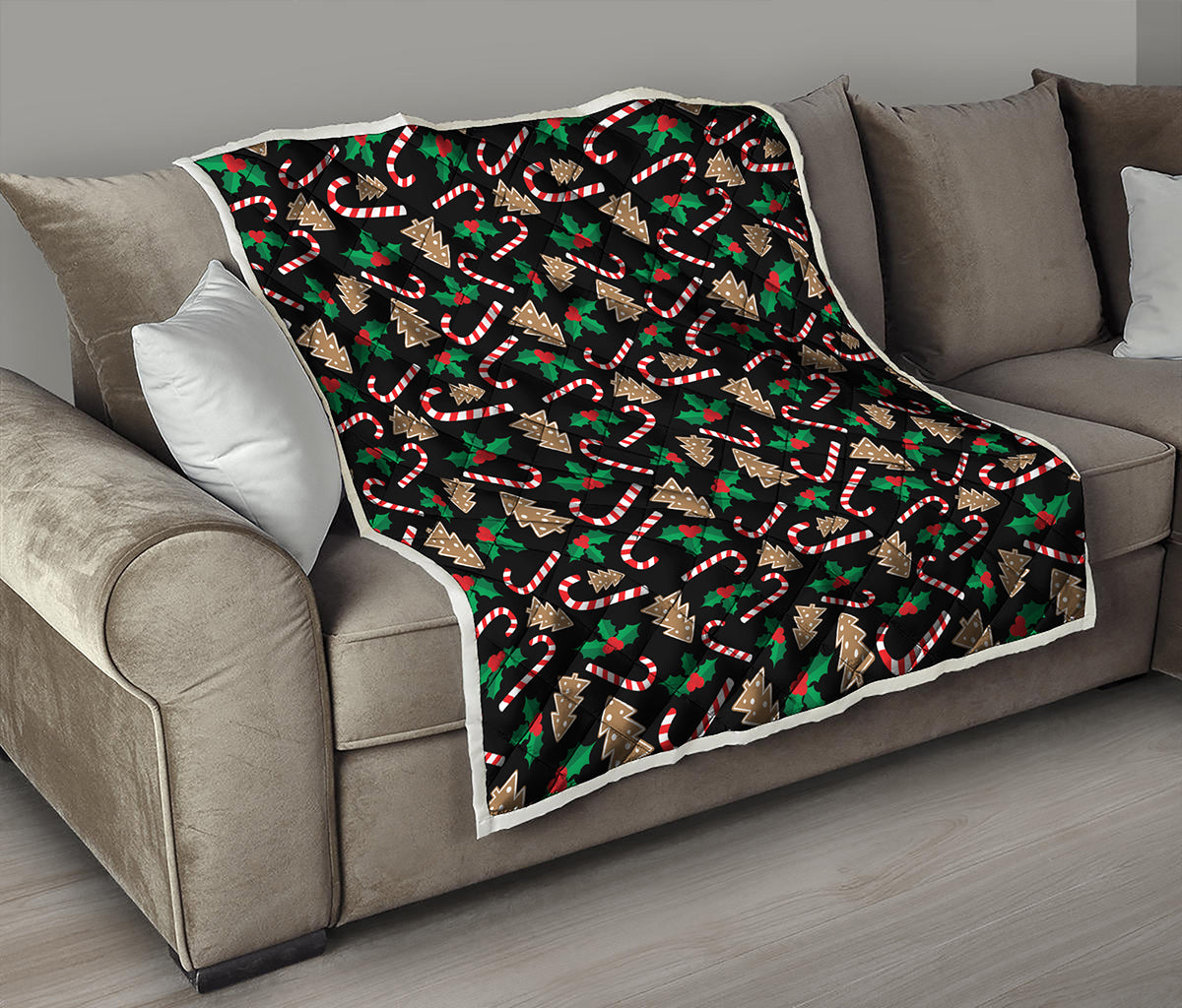 Christmas Cookie And Candy Pattern Print Quilt