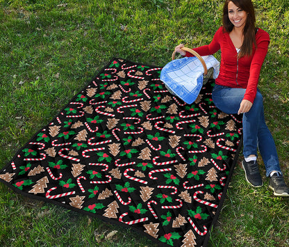 Christmas Cookie And Candy Pattern Print Quilt