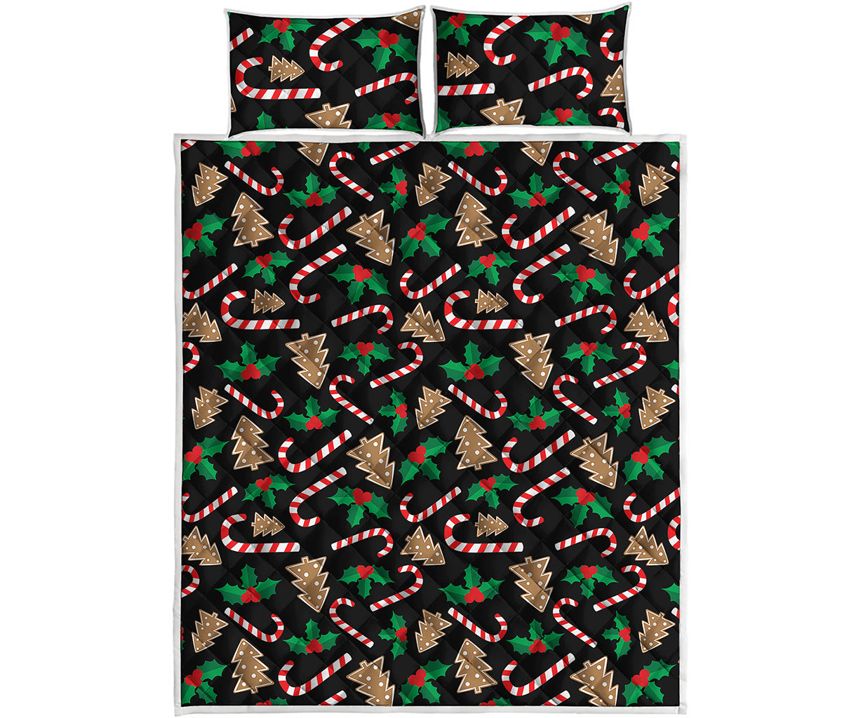 Christmas Cookie And Candy Pattern Print Quilt Bed Set