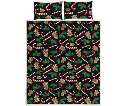 Christmas Cookie And Candy Pattern Print Quilt Bed Set