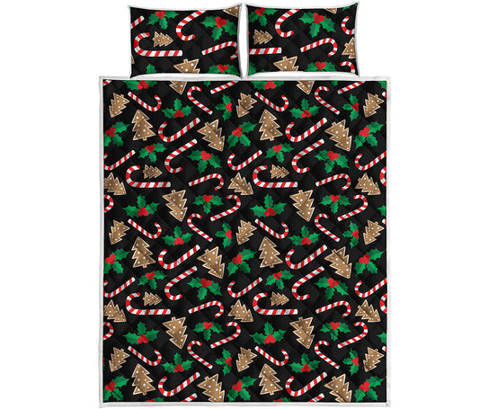 Christmas Cookie And Candy Pattern Print Quilt Bed Set