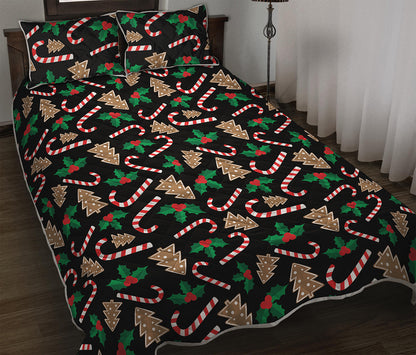 Christmas Cookie And Candy Pattern Print Quilt Bed Set