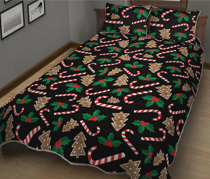 Christmas Cookie And Candy Pattern Print Quilt Bed Set