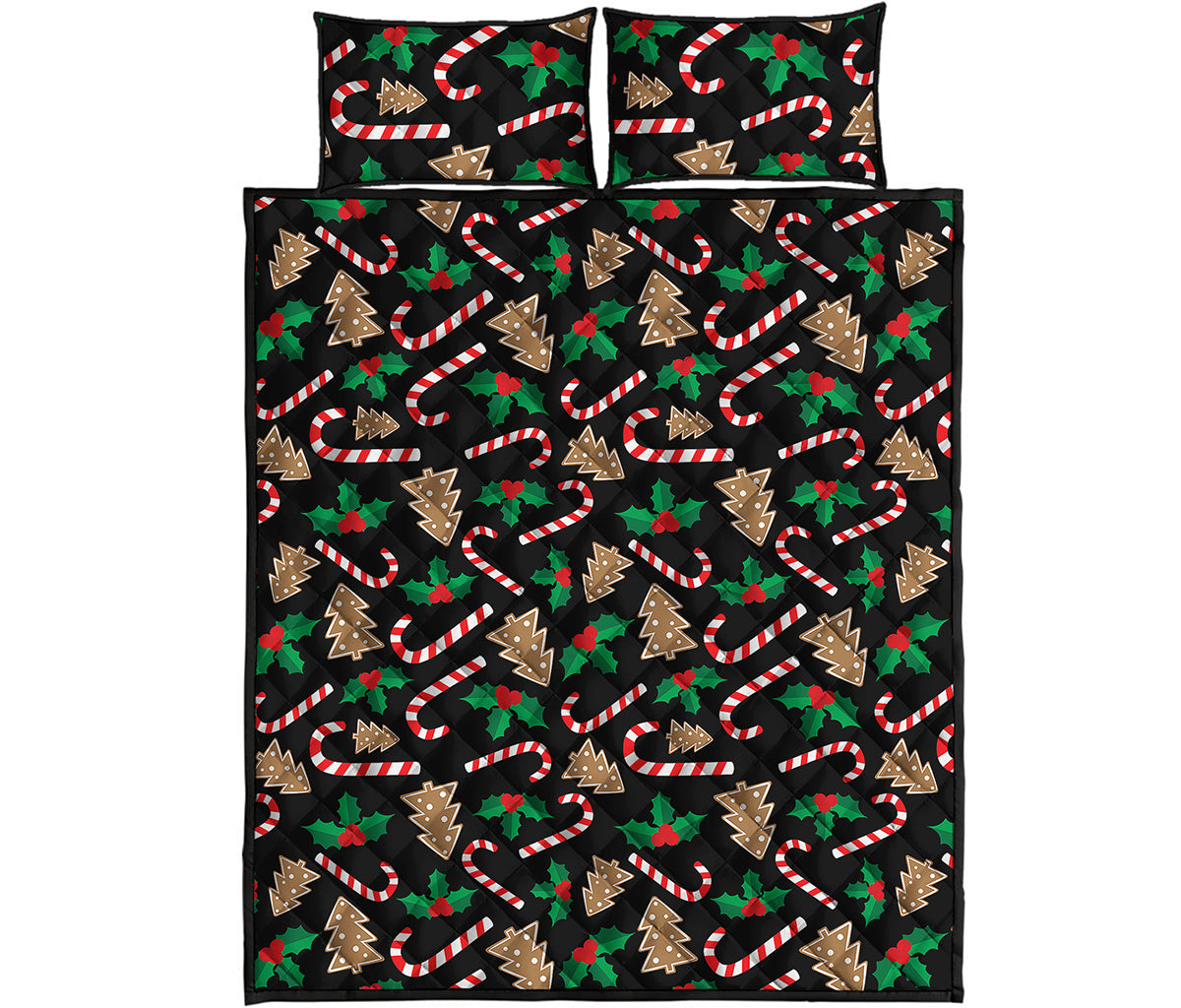 Christmas Cookie And Candy Pattern Print Quilt Bed Set