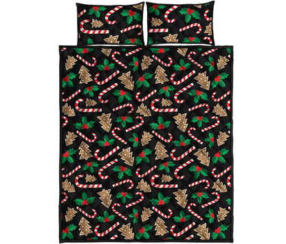 Christmas Cookie And Candy Pattern Print Quilt Bed Set