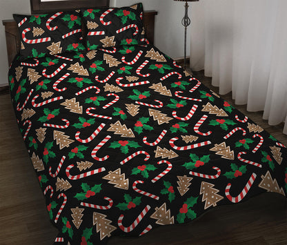 Christmas Cookie And Candy Pattern Print Quilt Bed Set