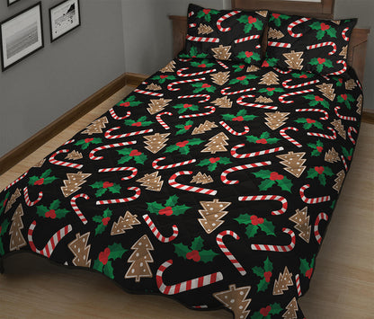 Christmas Cookie And Candy Pattern Print Quilt Bed Set