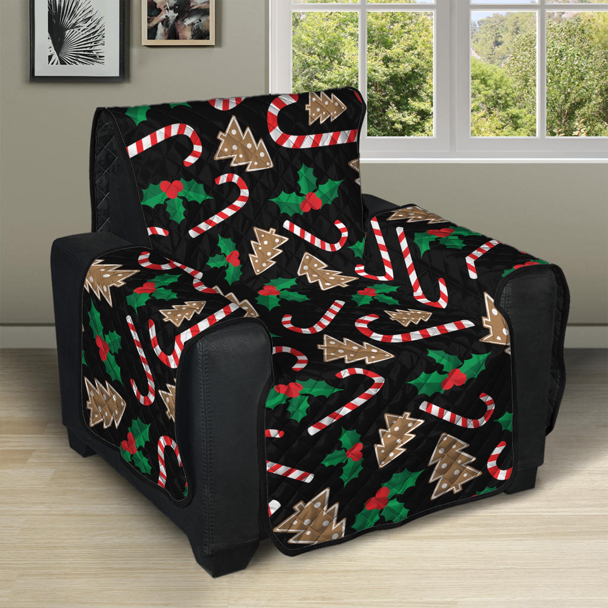 Christmas Cookie And Candy Pattern Print Recliner Protector