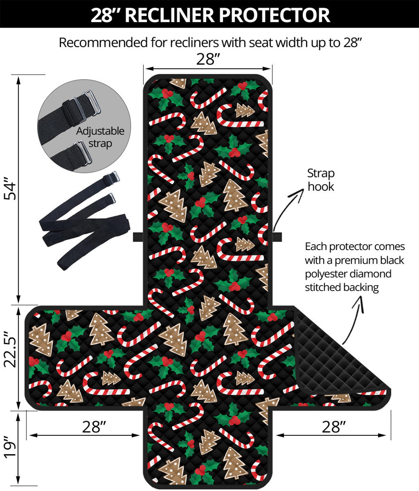 Christmas Cookie And Candy Pattern Print Recliner Protector