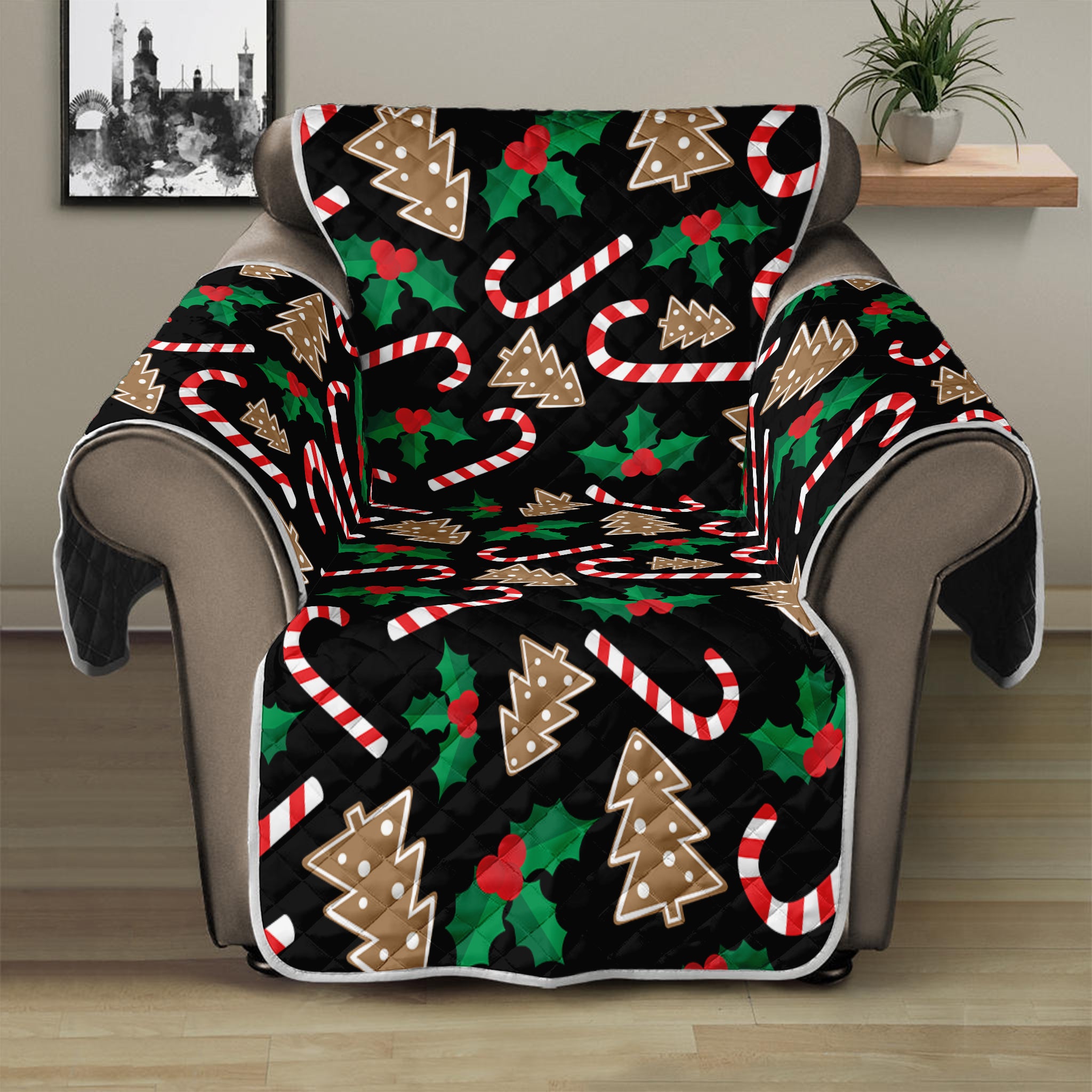 Christmas Cookie And Candy Pattern Print Recliner Protector