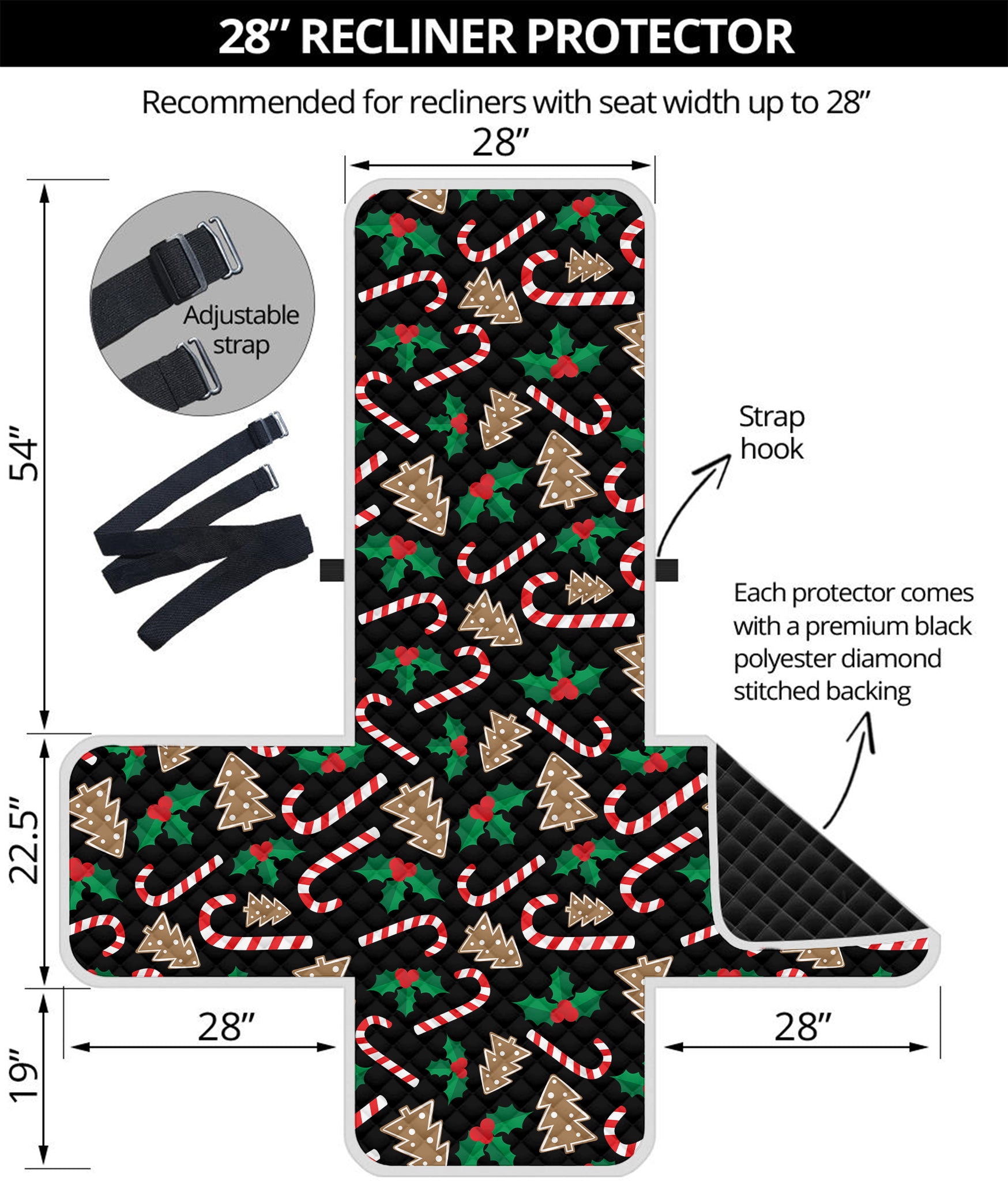 Christmas Cookie And Candy Pattern Print Recliner Protector