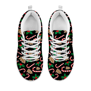 Christmas Cookie And Candy Pattern Print White Sneakers