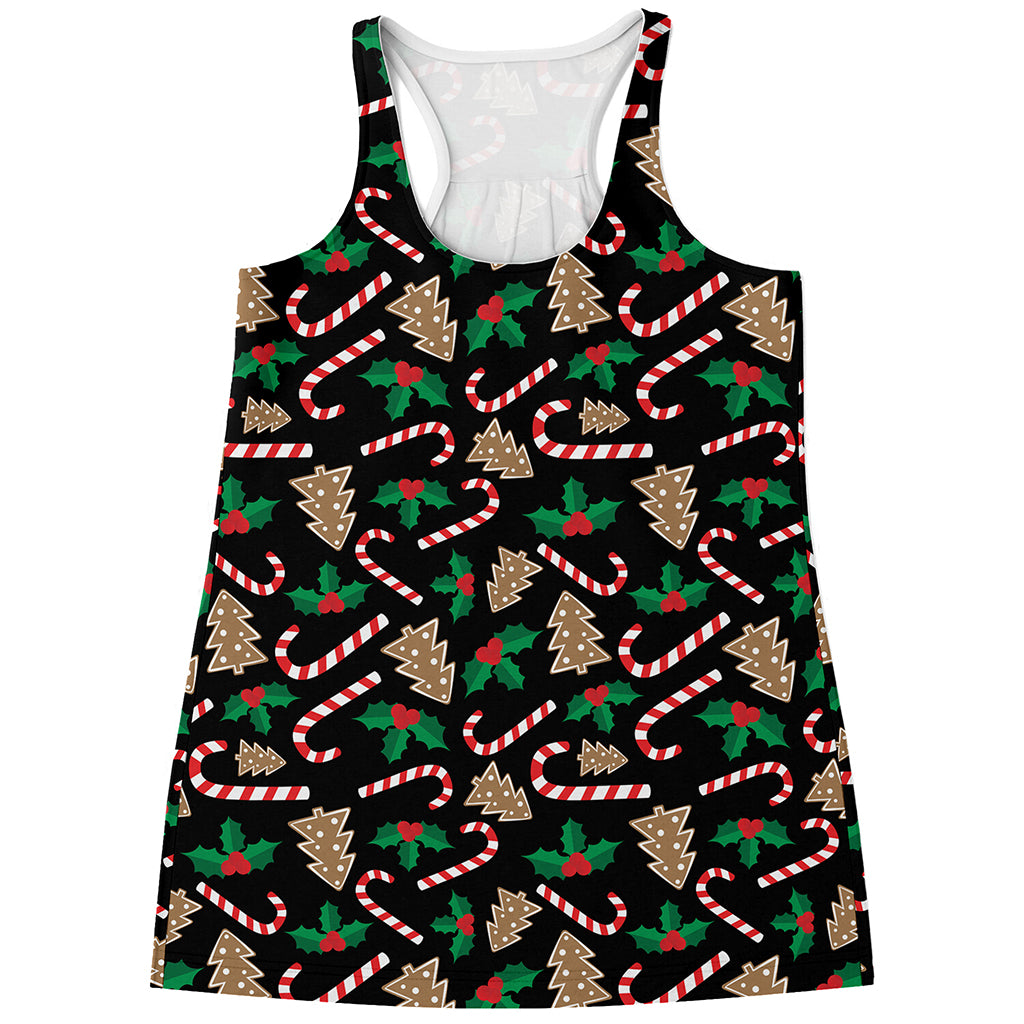Christmas Cookie And Candy Pattern Print Women's Racerback Tank Top