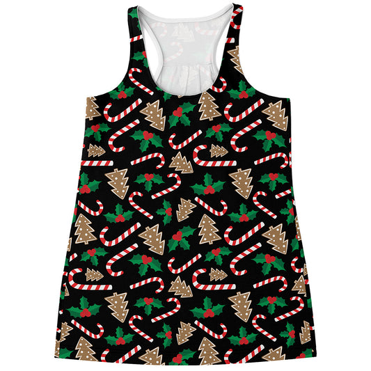 Christmas Cookie And Candy Pattern Print Women's Racerback Tank Top