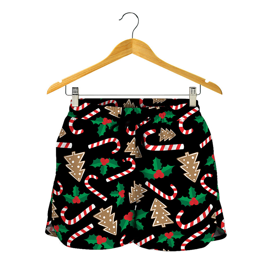 Christmas Cookie And Candy Pattern Print Women's Shorts