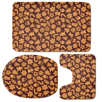 Christmas Cookies Pattern Print 3 Piece Bath Mat Set