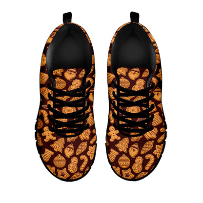 Christmas Cookies Pattern Print Black Sneakers