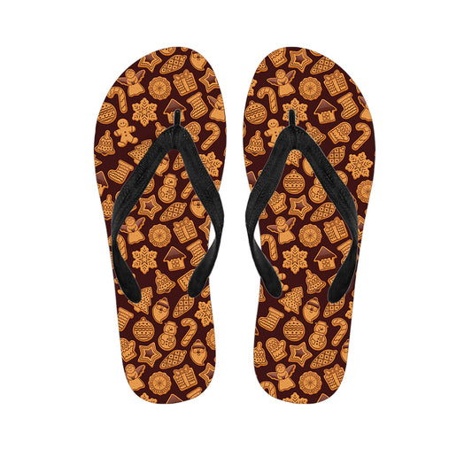 Christmas Cookies Pattern Print Flip Flops