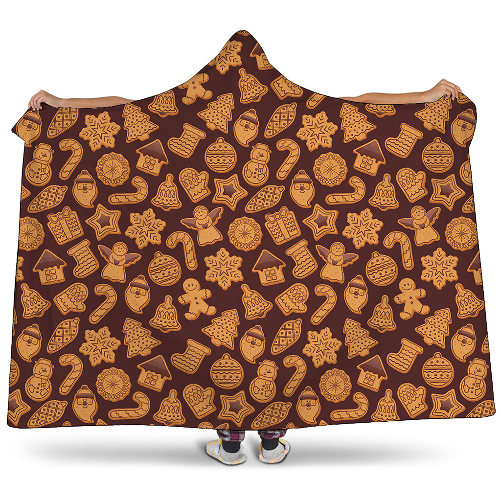 Christmas Cookies Pattern Print Hooded Blanket