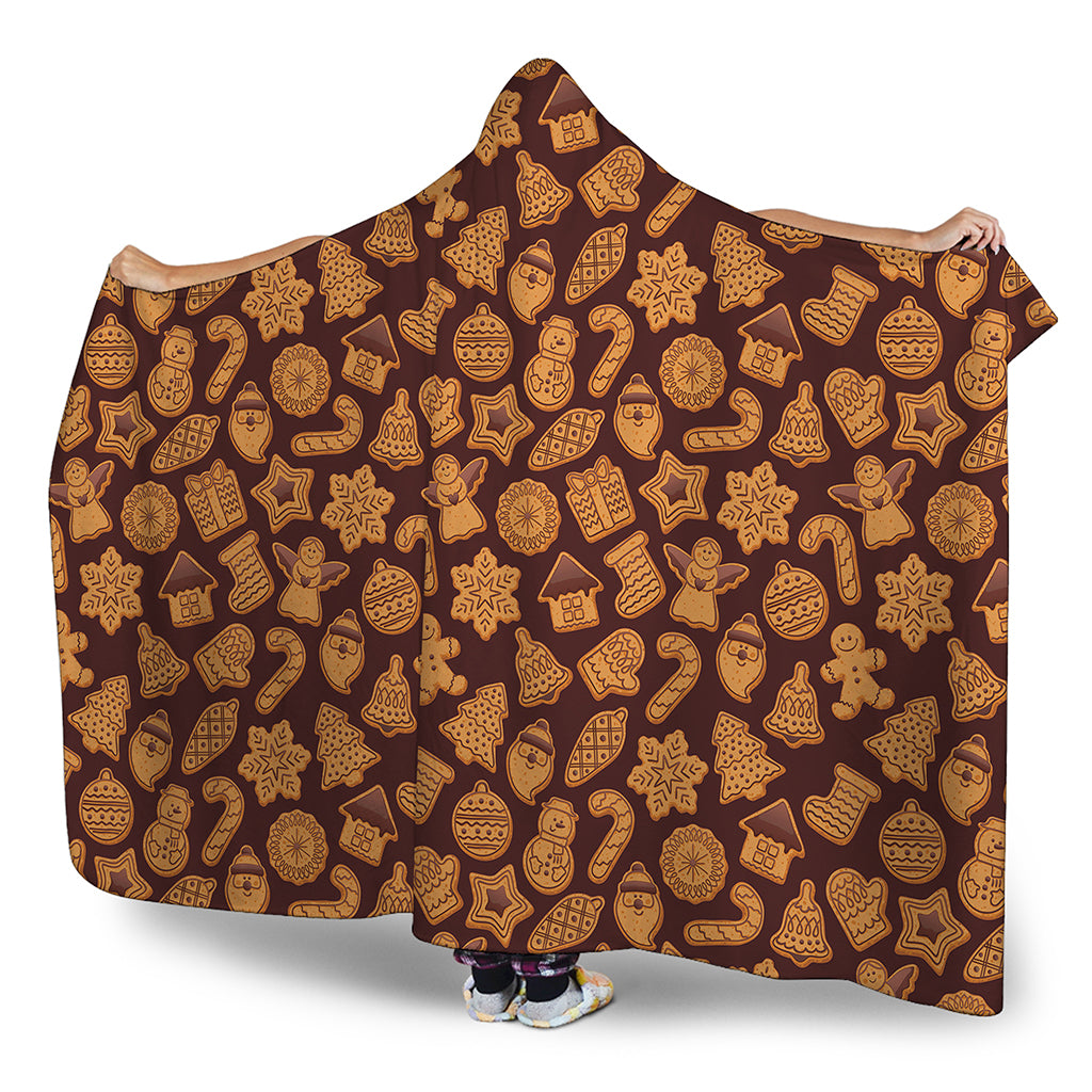 Christmas Cookies Pattern Print Hooded Blanket
