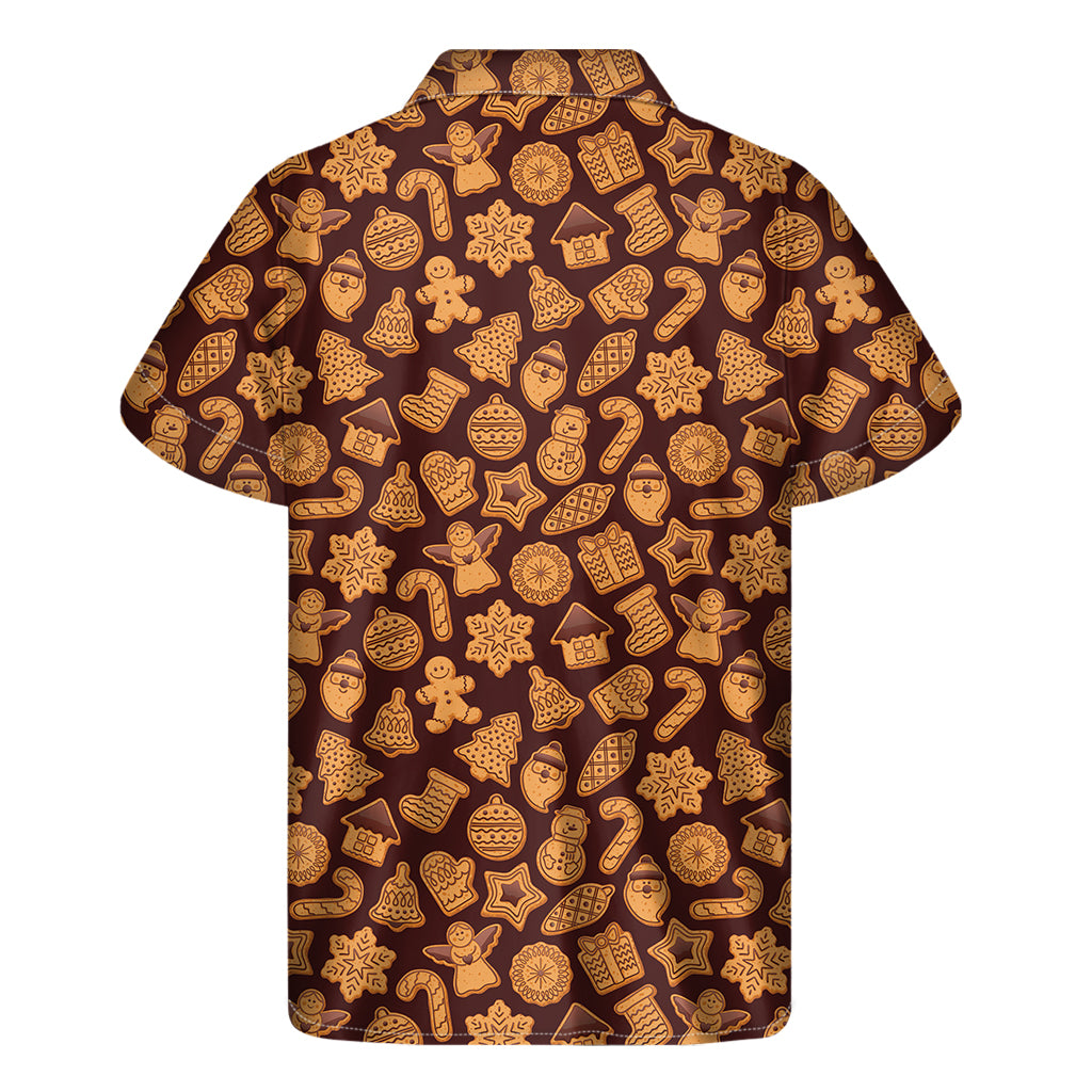 Christmas Cookies Pattern Print Men's Short Sleeve Shirt