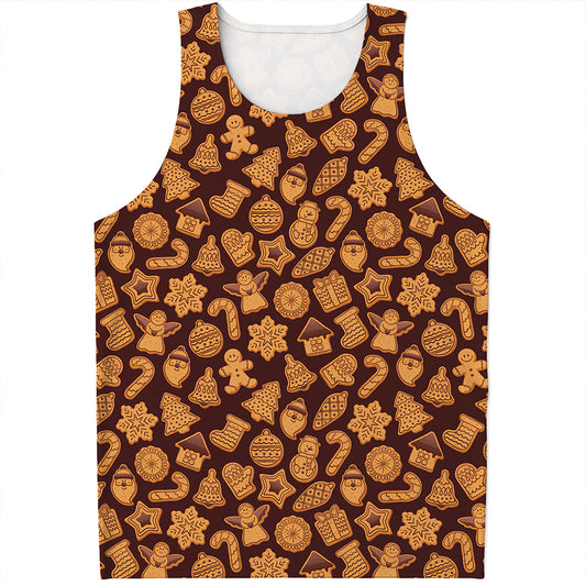 Christmas Cookies Pattern Print Men's Tank Top
