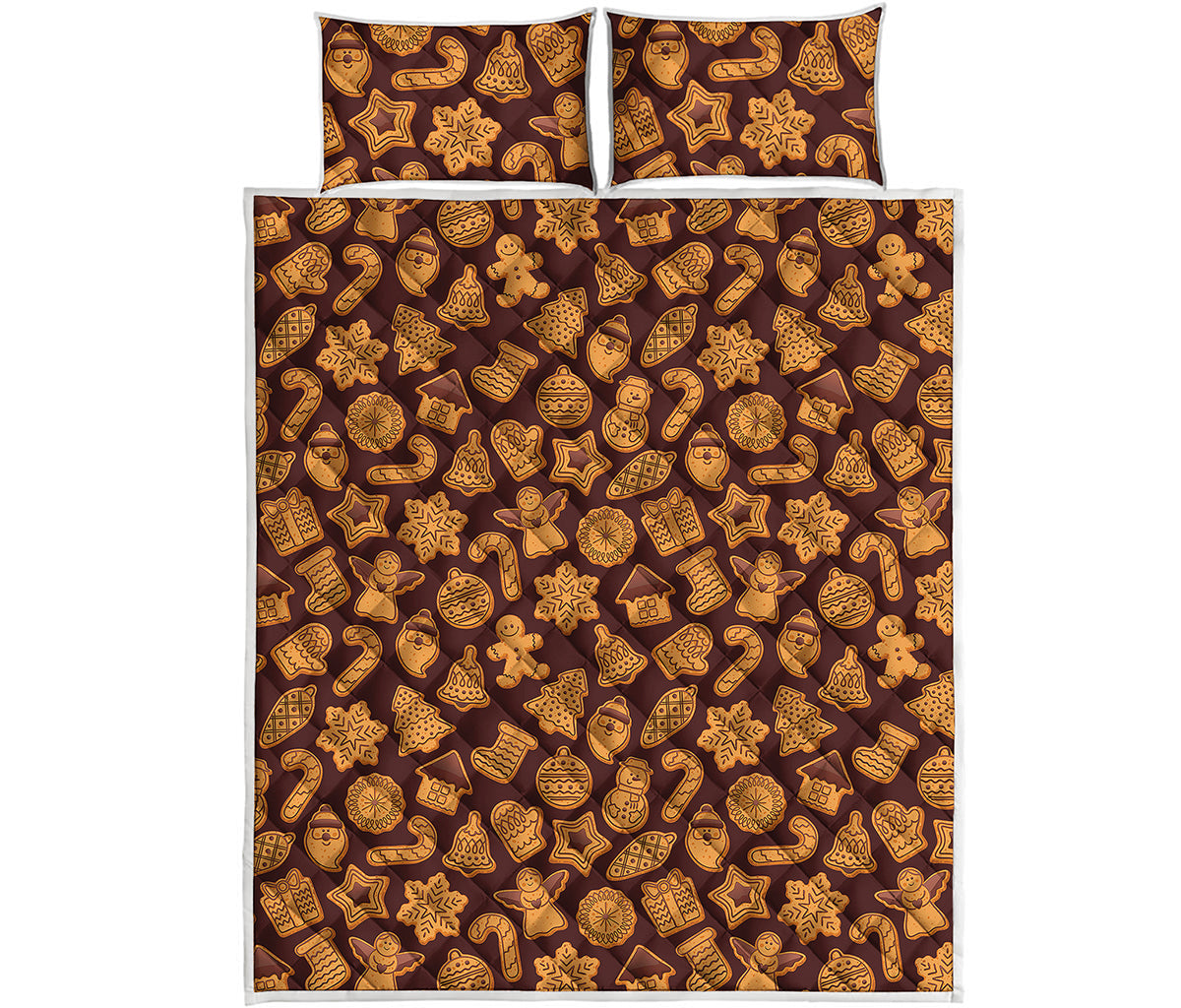 Christmas Cookies Pattern Print Quilt Bed Set
