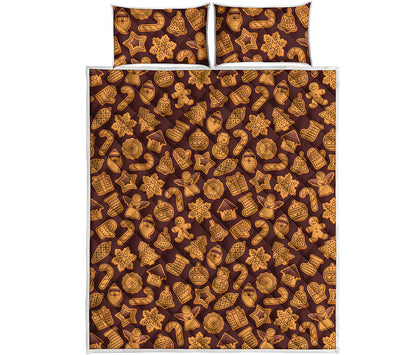 Christmas Cookies Pattern Print Quilt Bed Set
