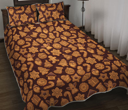 Christmas Cookies Pattern Print Quilt Bed Set