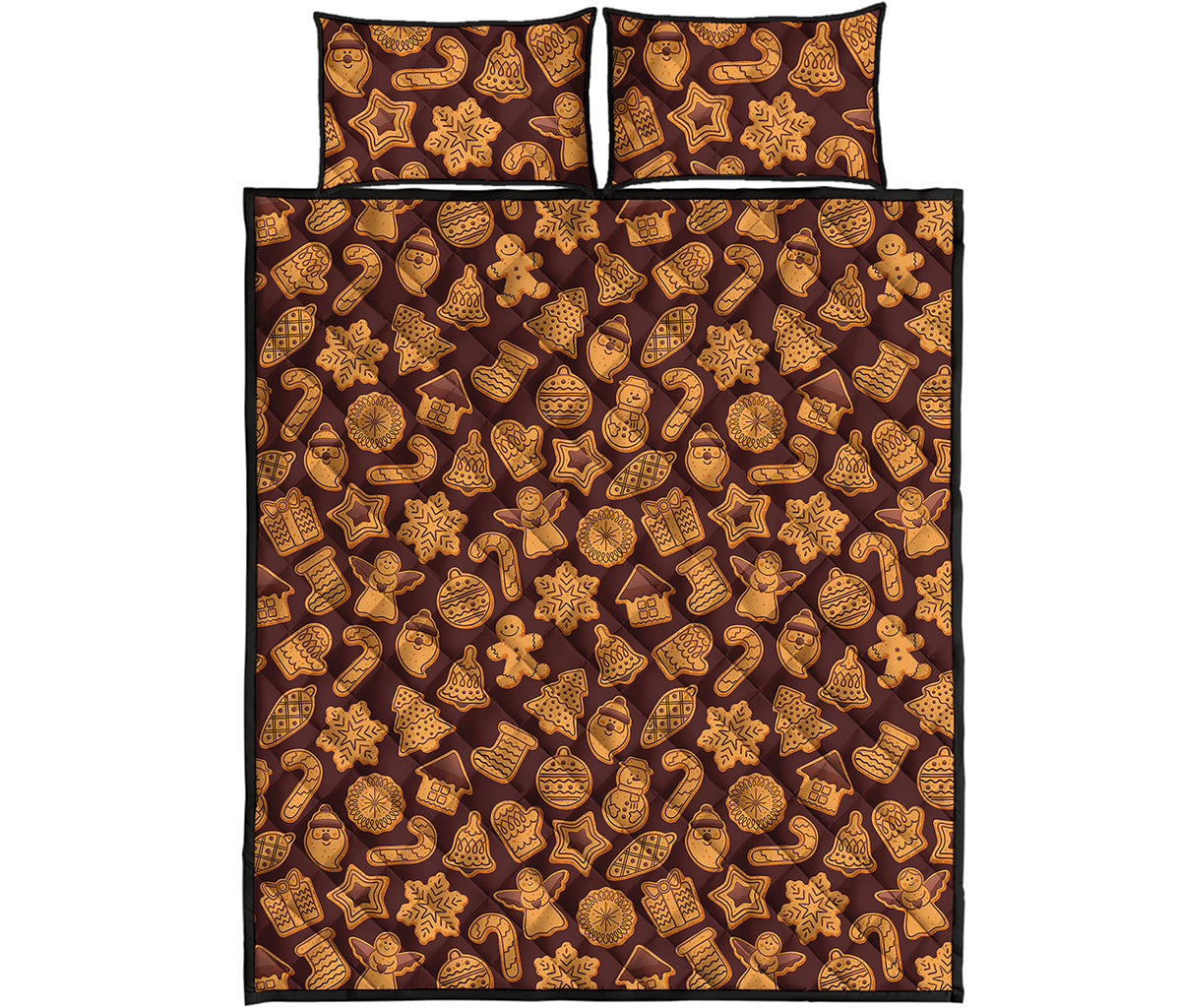 Christmas Cookies Pattern Print Quilt Bed Set