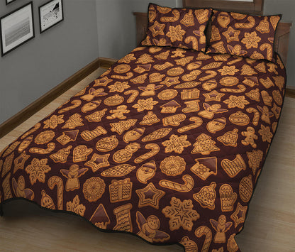 Christmas Cookies Pattern Print Quilt Bed Set