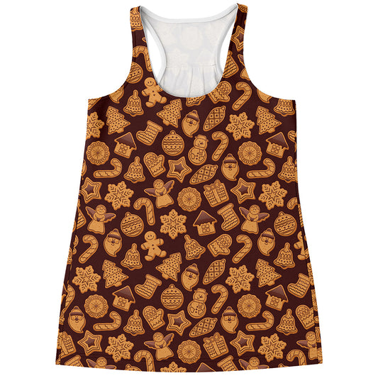Christmas Cookies Pattern Print Women's Racerback Tank Top