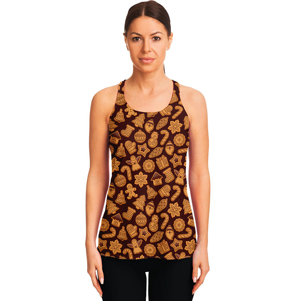 Christmas Cookies Pattern Print Women's Racerback Tank Top