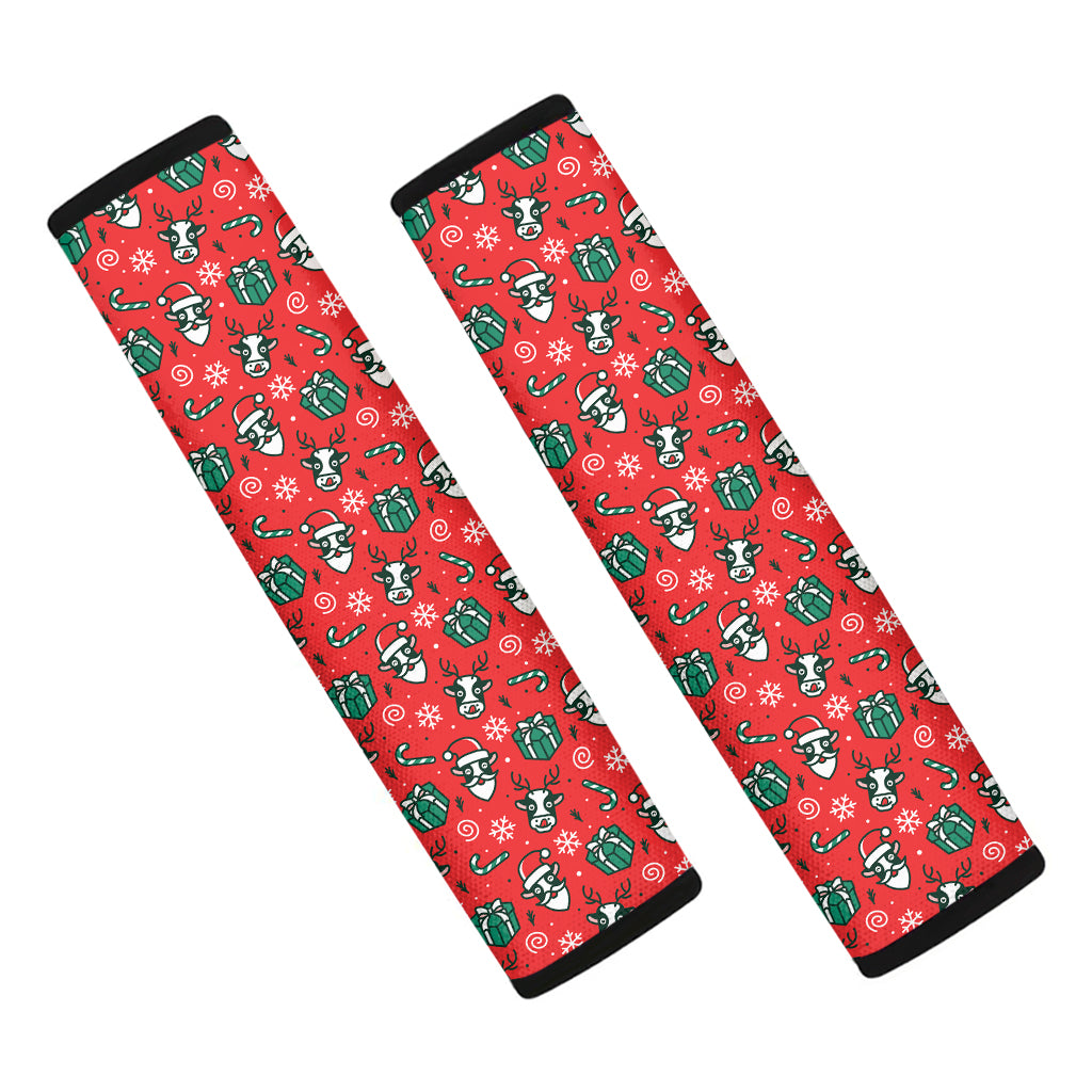 Christmas Cow Pattern Print Car Seat Belt Covers