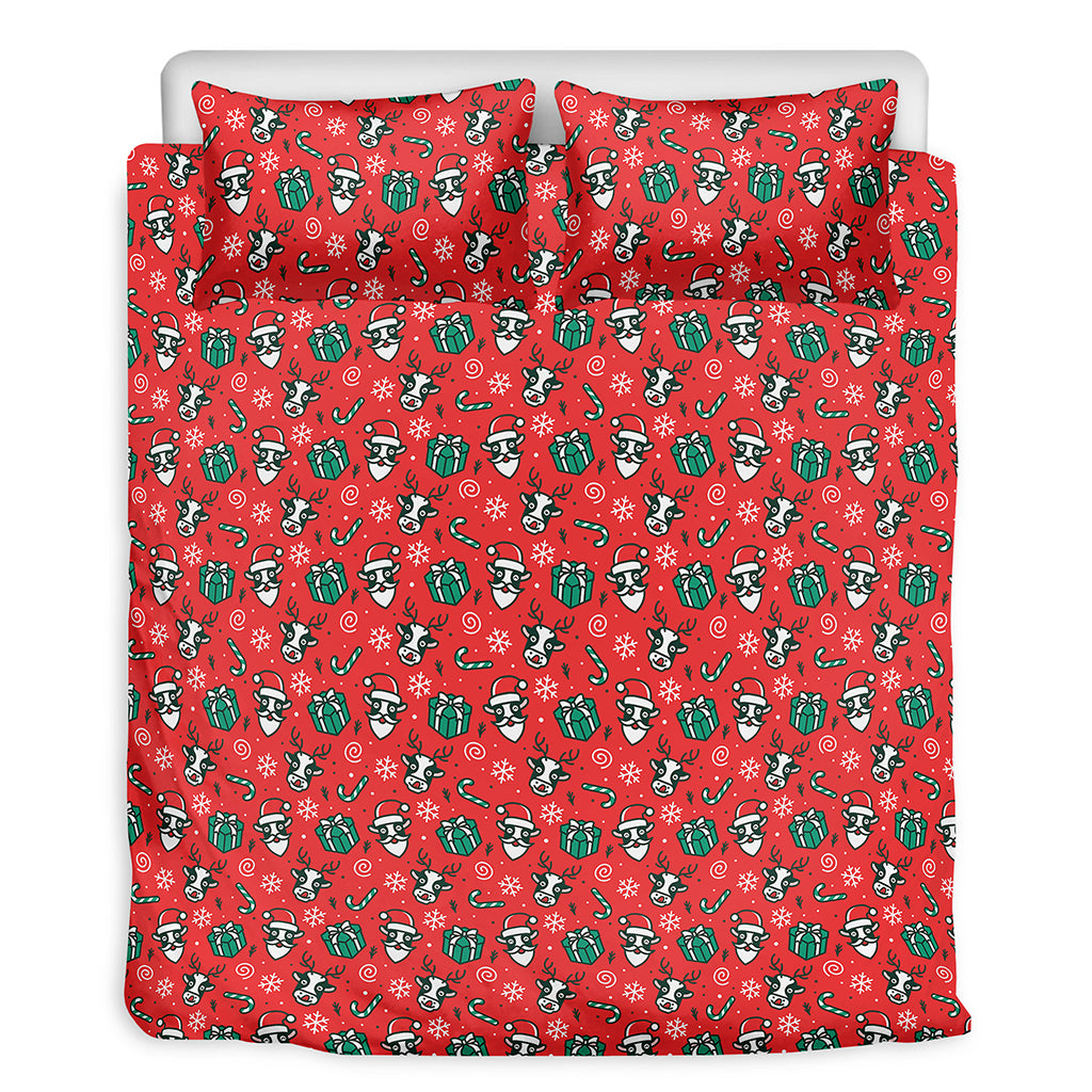 Christmas Cow Pattern Print Duvet Cover Bedding Set