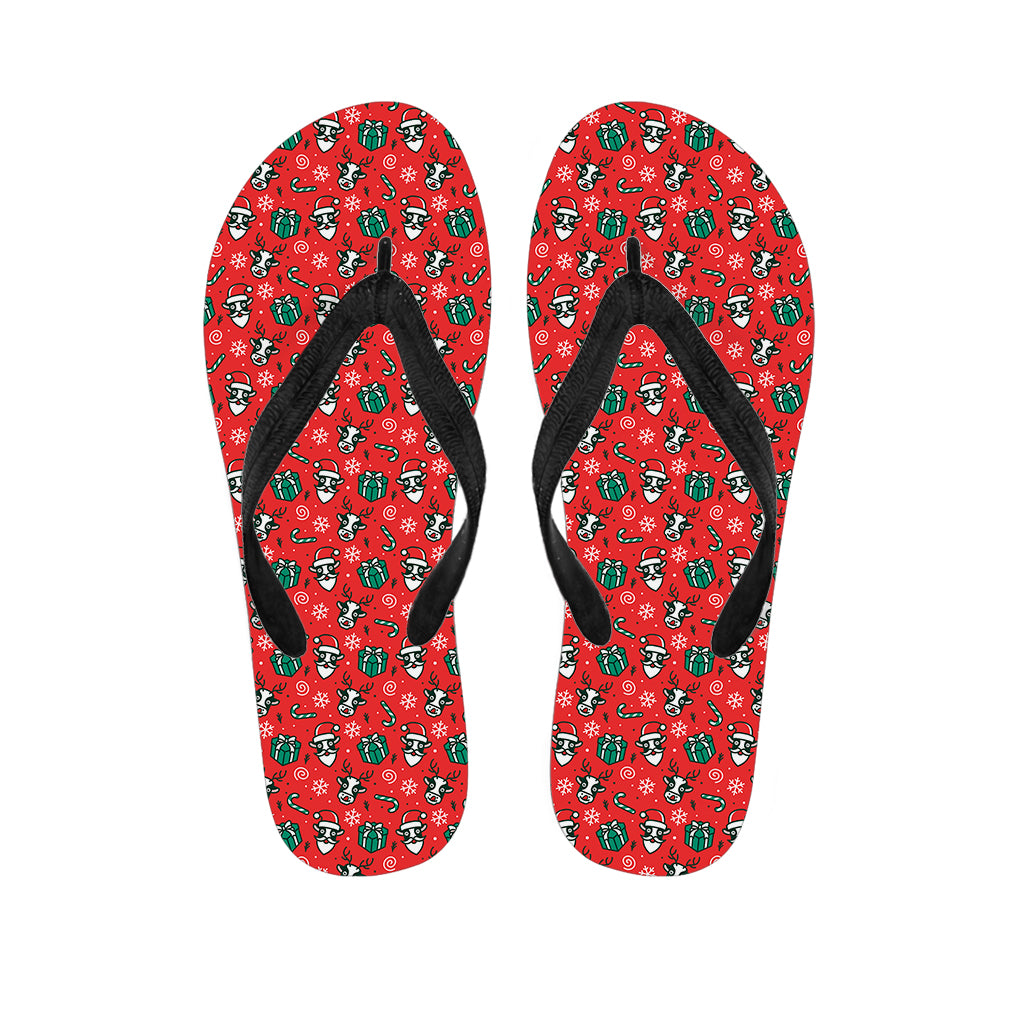 Christmas Cow Pattern Print Flip Flops