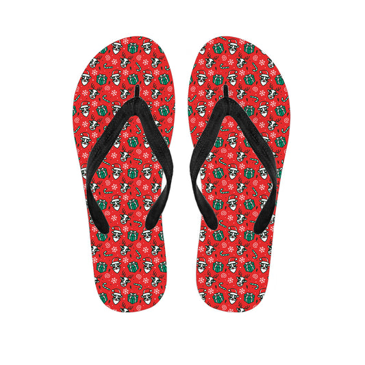 Christmas Cow Pattern Print Flip Flops