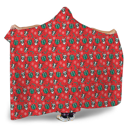 Christmas Cow Pattern Print Hooded Blanket