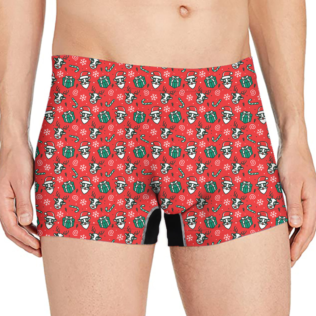Christmas Cow Pattern Print Men's Boxer Briefs