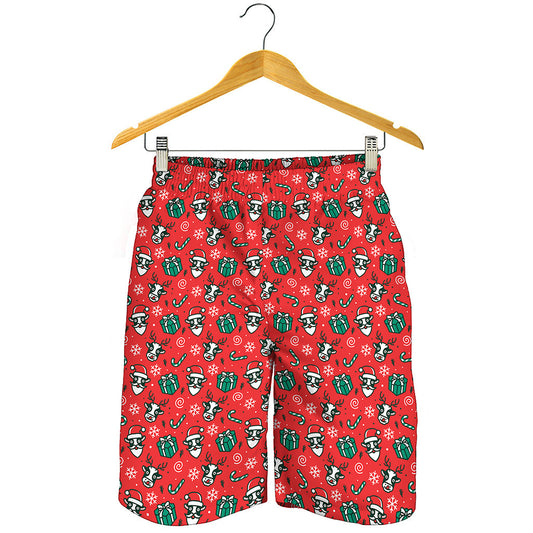 Christmas Cow Pattern Print Men's Shorts