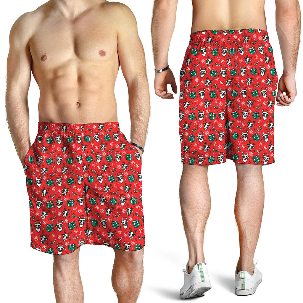 Christmas Cow Pattern Print Men's Shorts