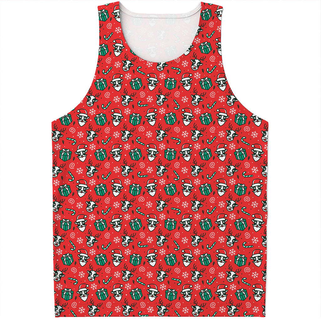 Christmas Cow Pattern Print Men's Tank Top