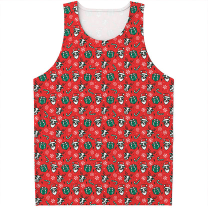 Christmas Cow Pattern Print Men's Tank Top