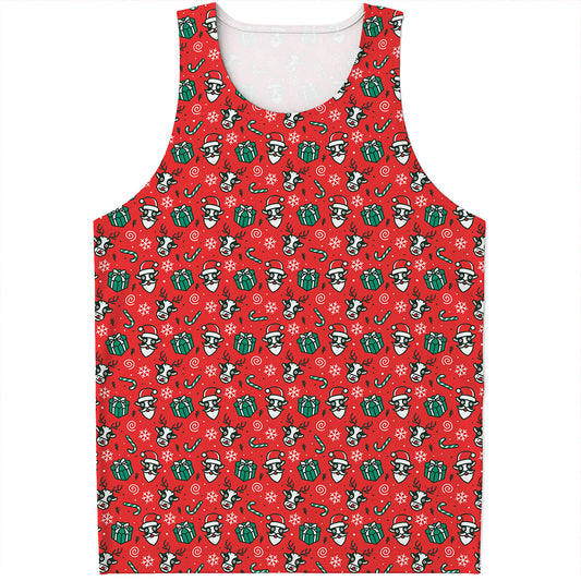 Christmas Cow Pattern Print Men's Tank Top