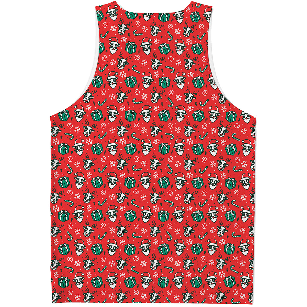 Christmas Cow Pattern Print Men's Tank Top