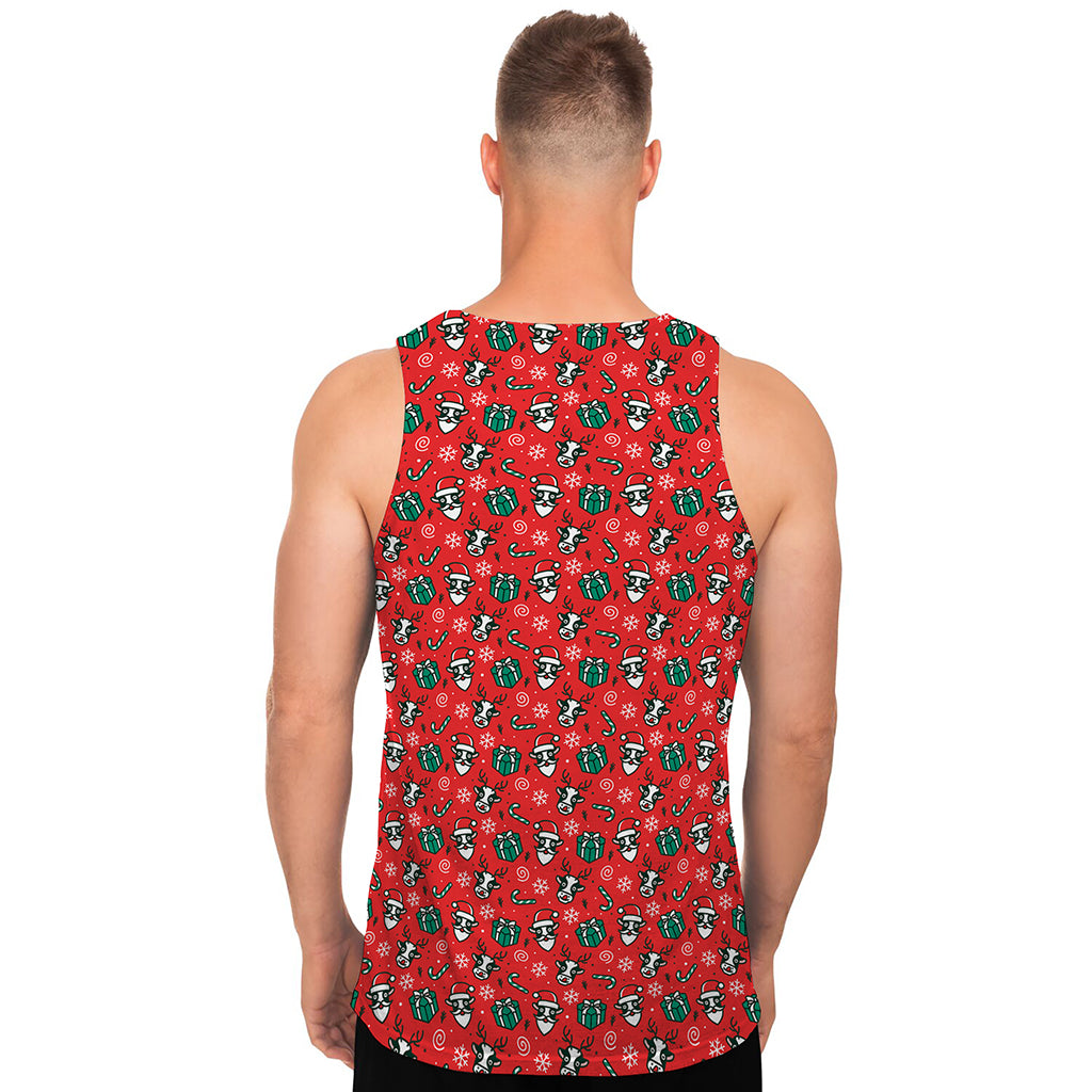 Christmas Cow Pattern Print Men's Tank Top