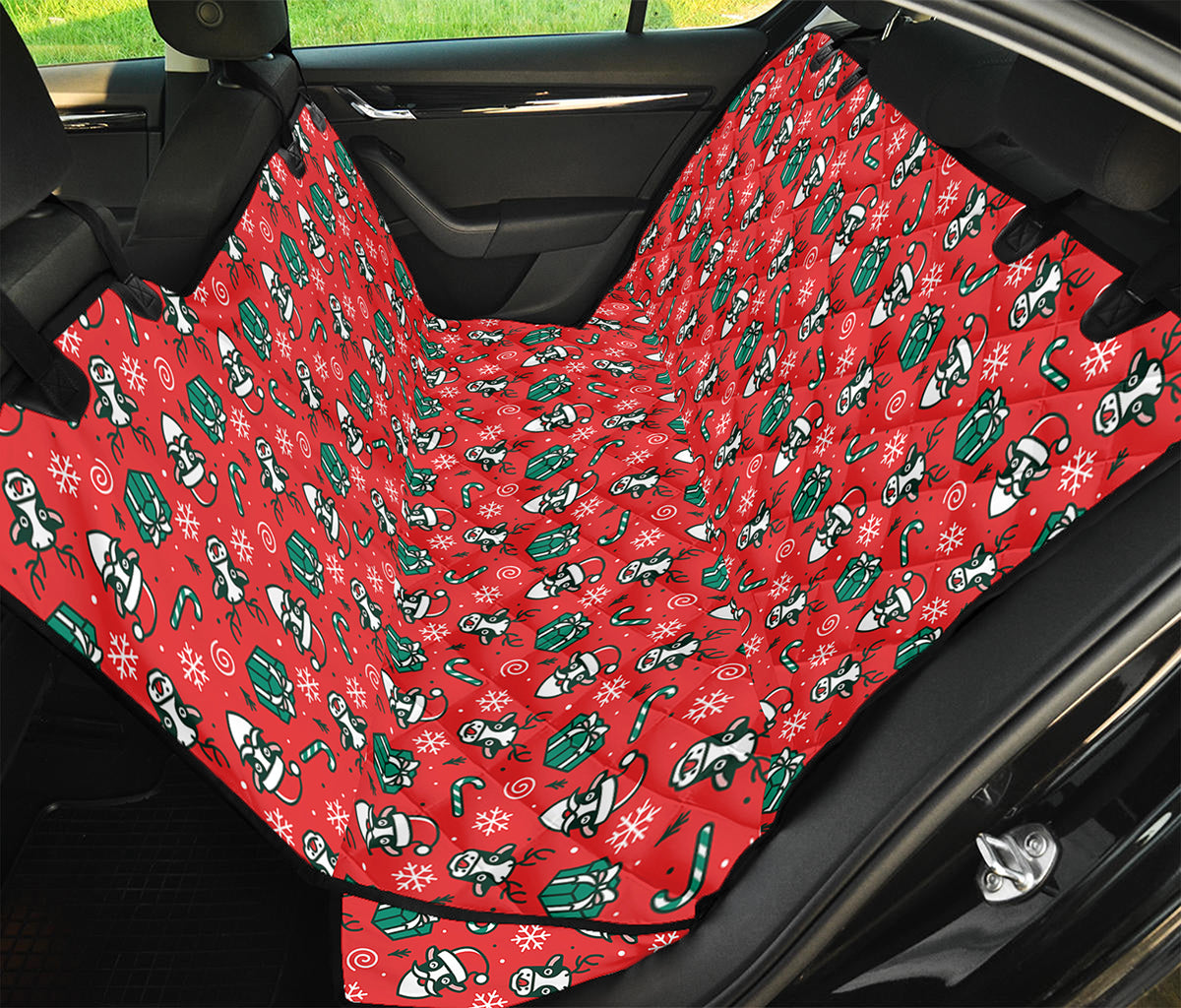 Christmas Cow Pattern Print Pet Car Back Seat Cover