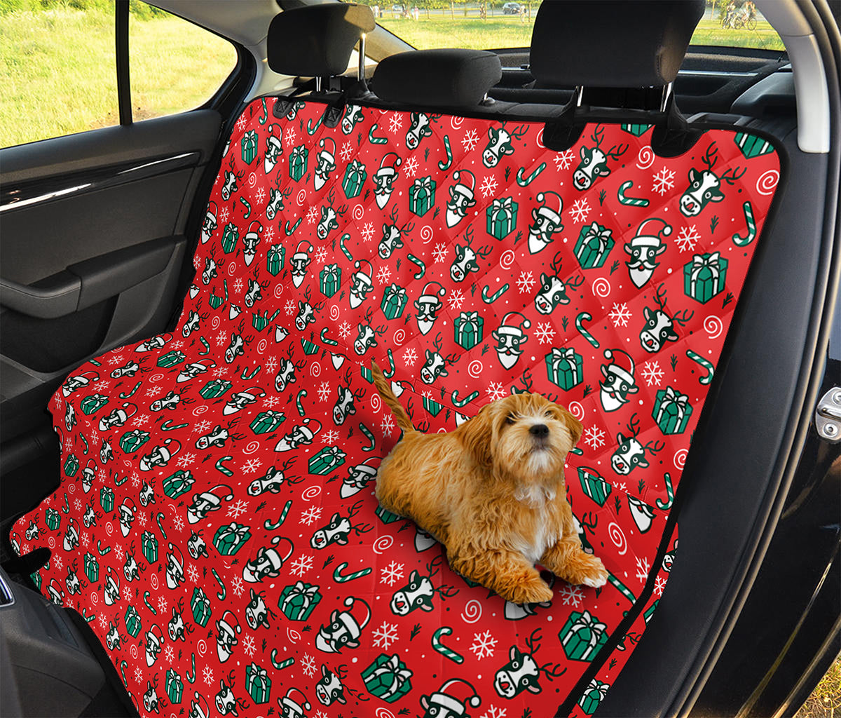 Christmas Cow Pattern Print Pet Car Back Seat Cover