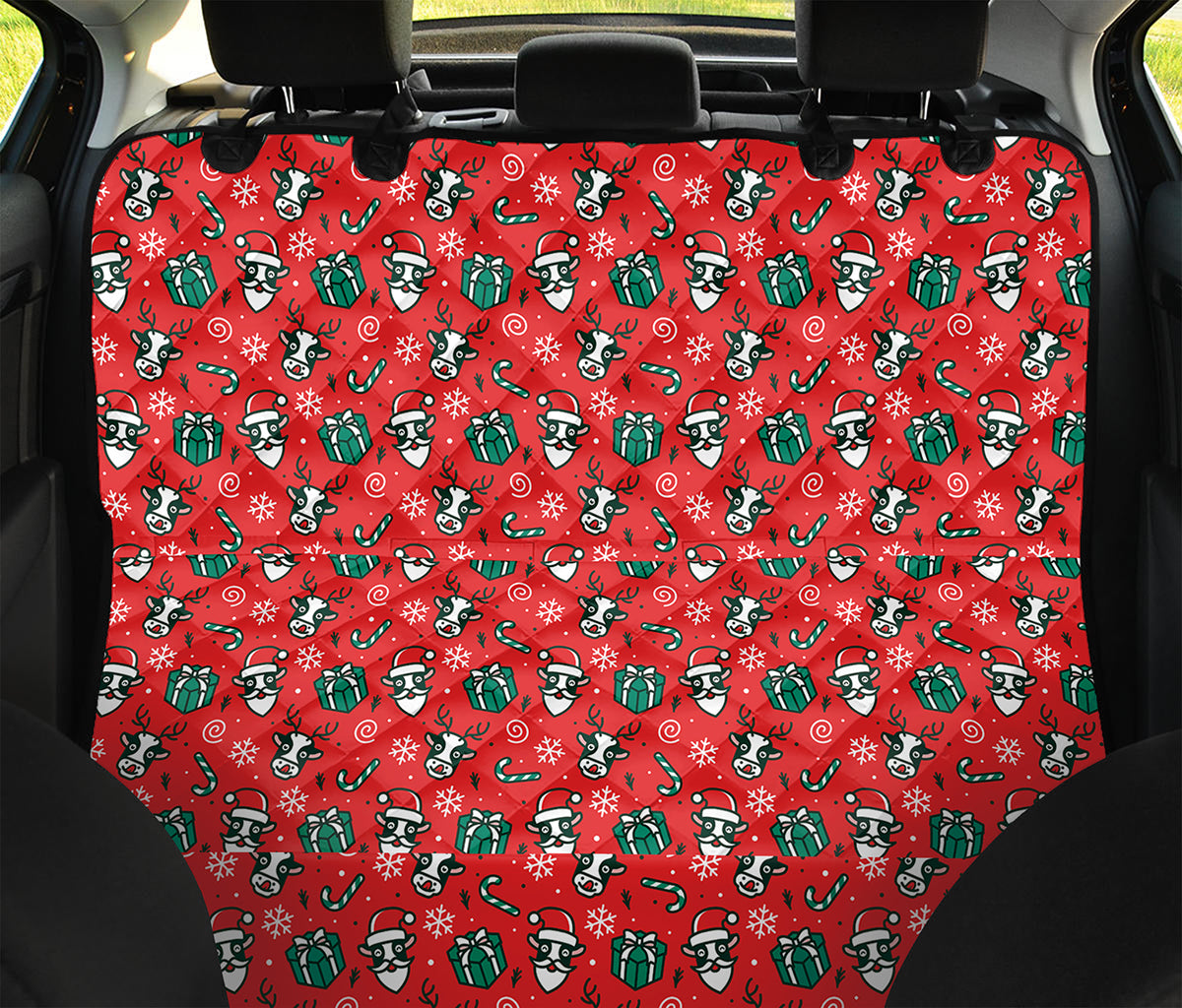 Christmas Cow Pattern Print Pet Car Back Seat Cover